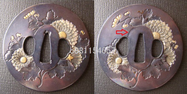 枝菊の図赤銅磨鍔.jpg