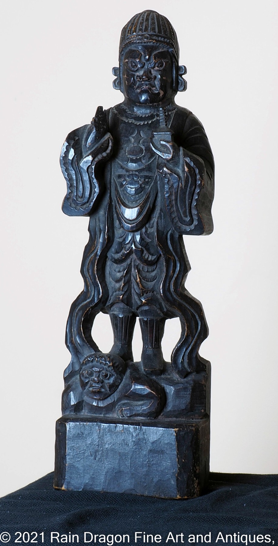 Lacquered Wooden Japanese Buddhist Statue - Other Japanese Arts ...