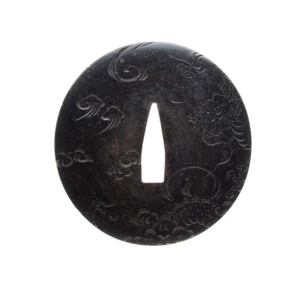 Tsuba dragon shakudo sabre japonais (1).jpg